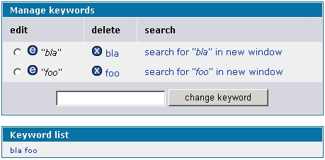 Keyword manager